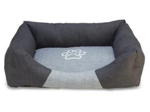 Cama Cuadrada Negra y Gris con Huella