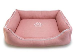 Cama Cuadrada Rosa con Huella y Ribete