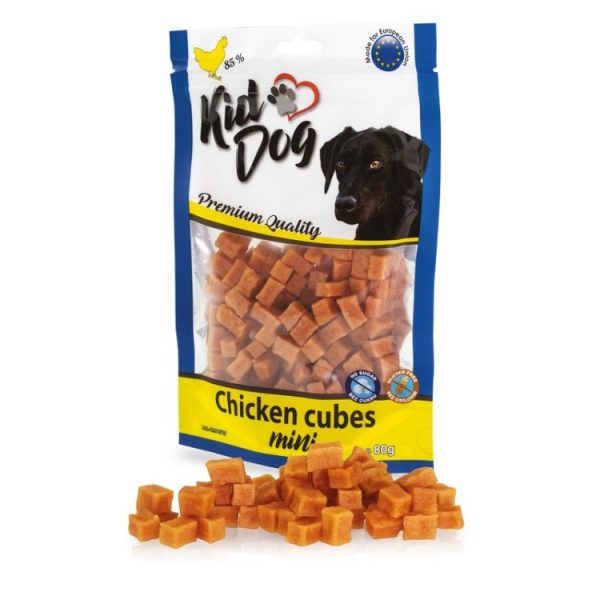 Snack Natural para Perros - Kiddog Mini Dados de Pollo (80g)